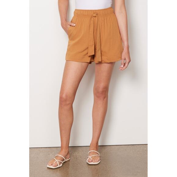 EVEREVE Shane Burnt Orange Tie Waist Cotton Short // M - Picture 5 of 12